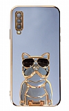 Eiroo Samsung Galaxy A50 Bulldog Standl Mavi Silikon Klf