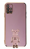 Eiroo Samsung Galaxy A51 Baby Bear Standl Mor Silikon Klf
