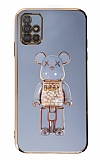 Eiroo Samsung Galaxy A51 Candy Bear Standl Mavi Silikon Klf