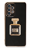 Eiroo Samsung Galaxy A72 / A72 5G Aynalı Parfüm Standlı Siyah Silikon Kılıf