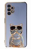 Eiroo Samsung Galaxy A52s 5G Bulldog Standlı Mavi Silikon Kılıf