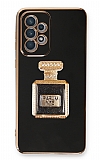 Eiroo Samsung Galaxy A73 Aynalı Parfüm Standlı Siyah Silikon Kılıf