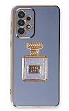 Eiroo Samsung Galaxy A73 Aynalı Parfüm Standlı Mavi Silikon Kılıf