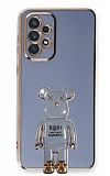 Eiroo Samsung Galaxy A73 Baby Bear Standlı Mavi Silikon Kılıf