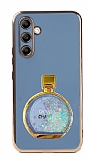 Eiroo Samsung Galaxy A54 Parfüm Şişesi Standlı Mavi Silikon Kılıf