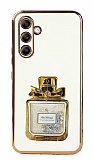 Eiroo Samsung Galaxy A54 Taşlı Parfüm Standlı Beyaz Silikon Kılıf