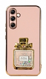 Eiroo Samsung Galaxy A54 Taşlı Parfüm Standlı Pembe Silikon Kılıf