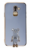 Eiroo Samsung Galaxy A6 Plus 2018 Baby Bear Standl Mavi Silikon Klf