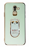 Eiroo Samsung Galaxy A6 Plus 2018 Baby Panda Standl Yeil Silikon Klf