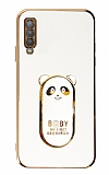 Eiroo Samsung Galaxy A7 2018 Baby Panda Standl Beyaz Silikon Klf