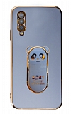 Eiroo Baby Panda Samsung Galaxy A70 Standl Mavi Silikon Klf