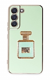 Eiroo Samsung Galaxy S21 FE 5G Aynalı Parfüm Standlı Yeşil Silikon Kılıf