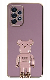 Eiroo Samsung Galaxy A52 / A52 5G Baby Bear Standlı Mor Silikon Kılıf