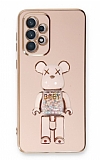 Eiroo Samsung Galaxy A72 / A72 5G Candy Bear Standlı Pembe Silikon Kılıf
