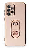 Eiroo Samsung Galaxy A72 Baby Panda Standl Pembe Silikon Klf