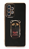 Eiroo Samsung Galaxy A72 Baby Panda Standl Siyah Silikon Klf