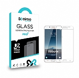 Eiroo Samsung Galaxy C8 Tempered Glass Full Beyaz Cam Ekran Koruyucu