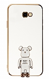 Eiroo Samsung Galaxy J4 Plus Baby Bear Standlı Beyaz Silikon Kılıf