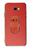 Eiroo Samsung Galaxy J4 Plus Baby Panda Standlı Kırmızı Silikon Kılıf