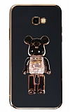 Eiroo Samsung Galaxy J4 Plus Candy Bear Standlı Siyah Silikon Kılıf