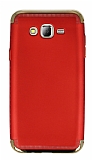 Eiroo Samsung Galaxy J7 3ü 1 Arada Gold Kenarlı Kırmızı Silikon Kılıf