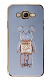 Eiroo Samsung Galaxy J7 / J7 Core Candy Bear Standlı Mavi Silikon Kılıf