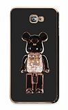 Eiroo Samsung Galaxy J7 Prime Candy Bear Standlı Siyah Silikon Kılıf