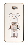 Eiroo Samsung Galaxy J7 Prime Candy Bear Standlı Beyaz Silikon Kılıf