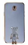 Eiroo Samsung Galaxy J7 Pro 2017 Baby Bear Standlı Mavi Silikon Kılıf