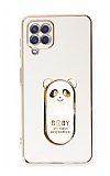 Eiroo Samsung Galaxy M12 Baby Panda Standl Beyaz Silikon Klf
