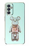 Eiroo Samsung Galaxy M23 Candy Bear Standlı Yeşil Silikon Kılıf
