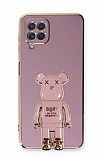 Eiroo Samsung Galaxy M32 Baby Bear Standl Mor Silikon Klf