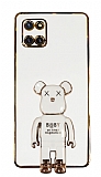 Eiroo Samsung Galaxy Note 10 Lite Baby Bear Standlı Beyaz Silikon Kılıf
