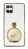 Eiroo Samsung Galaxy Note 10 Lite Parfüm Şişesi Standlı Beyaz Silikon Kılıf