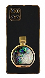 Eiroo Samsung Galaxy Note 10 Lite Parfüm Şişesi Standlı Siyah Silikon Kılıf