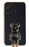 Eiroo Xiaomi Redmi 10A Baby Bear Standl Siyah Silikon Klf