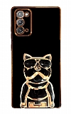 Eiroo Samsung Galaxy Note 20 Bulldog Standlı Siyah Silikon Kılıf