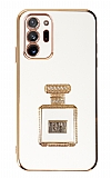 Eiroo Samsung Galaxy Note 20 Ultra Aynalı Parfüm Standlı Beyaz Silikon Kılıf
