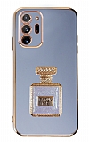 Eiroo Samsung Galaxy Note 20 Ultra Aynalı Parfüm Standlı Mavi Silikon Kılıf