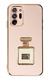 Eiroo Samsung Galaxy Note 20 Ultra Aynalı Parfüm Standlı Pembe Silikon Kılıf