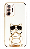 Eiroo Samsung Galaxy Note 20 Ultra Bulldog Standl Beyaz Silikon Klf