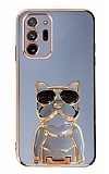 Eiroo Samsung Galaxy Note 20 Ultra Bulldog Standl Mavi Silikon Klf