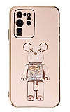 Eiroo Samsung Galaxy Note 20 Ultra Candy Bear Standl Pembe Silikon Klf