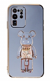 Eiroo Samsung Galaxy Note 20 Ultra Candy Bear Standl Mavi Silikon Klf