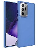 Eiroo Samsung Galaxy Note 20 Ultra Metal Çerçeveli Mavi Rubber Kılıf
