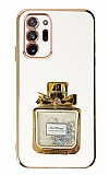 Eiroo Samsung Galaxy Note 20 Ultra Taşlı Parfüm Standlı Beyaz Silikon Kılıf