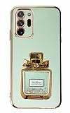 Eiroo Samsung Galaxy Note 20 Ultra Taşlı Parfüm Standlı Yeşil Silikon Kılıf