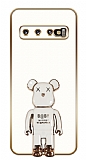 Eiroo Samsung Galaxy S10 Baby Bear Standlı Beyaz Silikon Kılıf