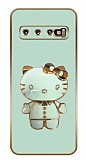 Eiroo Samsung Galaxy S10 Kitty Standlı Kamera Korumalı Yeşil Silikon Kılıf