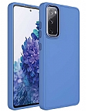Eiroo Samsung Galaxy S20 FE Metal Çerçeveli Mavi Rubber Kılıf
